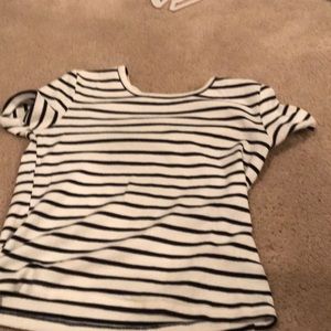 Navy blue and whit striped shirt